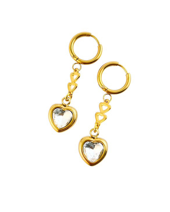 Crystal Heart Drop Earrings