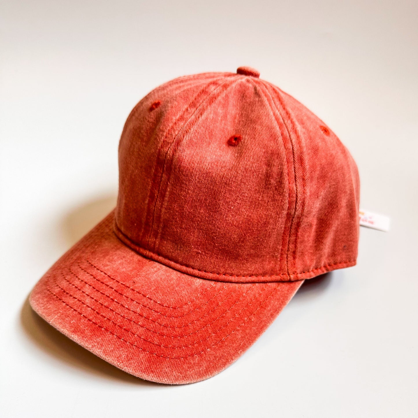 Acid Wash Denim Baseball Cap- Orange
