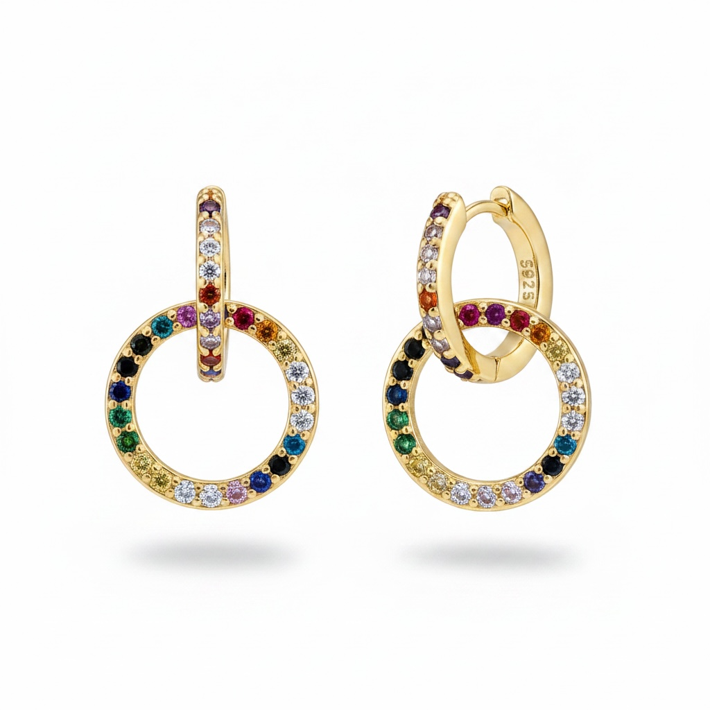 Rainbow Double Hoop Earrings