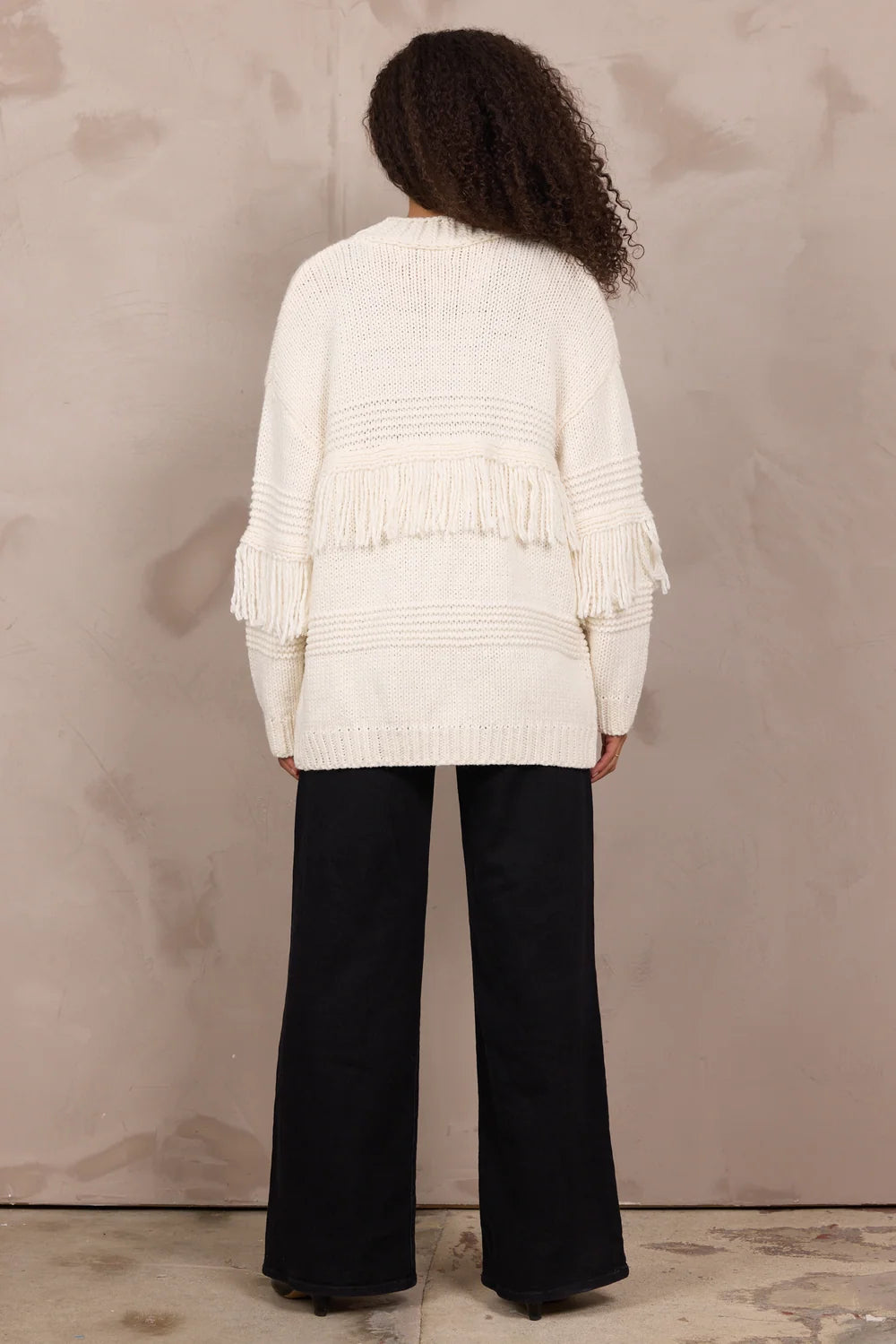Ida Cable Knit Cardigan with Fringe