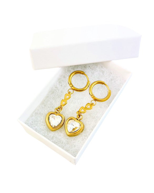 Crystal Heart Drop Earrings