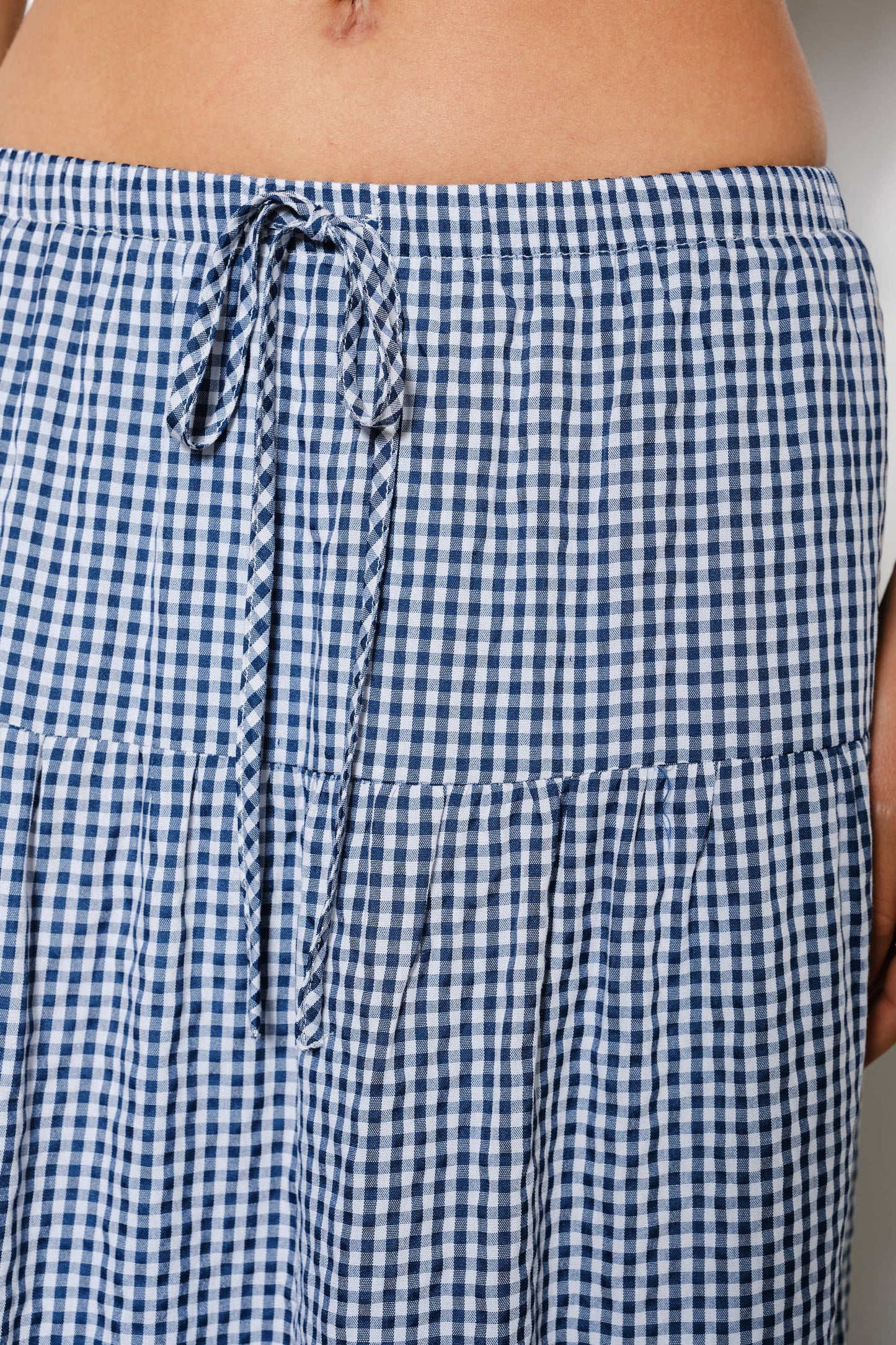 PAYDEN GINGHAM TIERED MAXI SKIRT