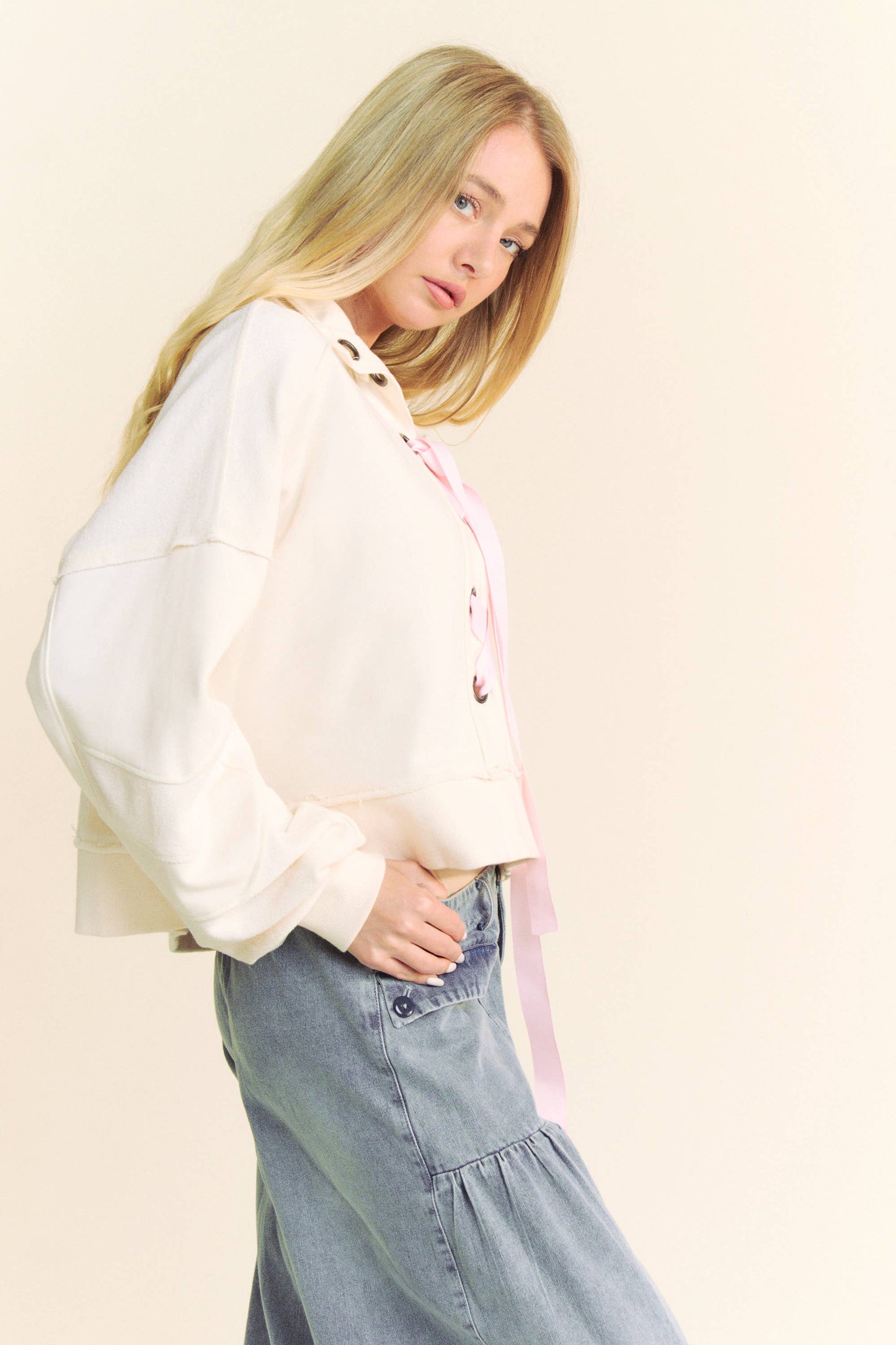 Loral Lace Up Sweatshirt