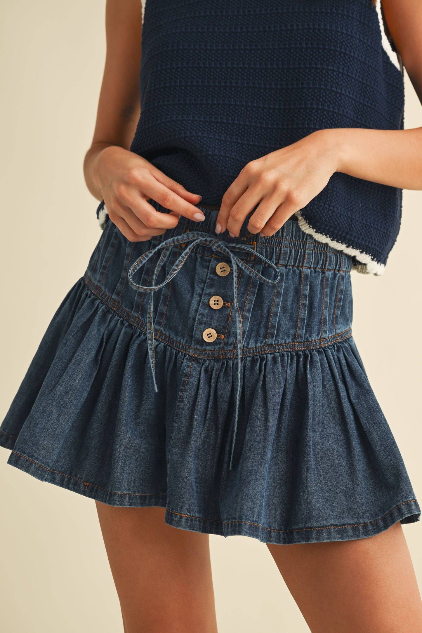 Heather Flared Denim Skirt