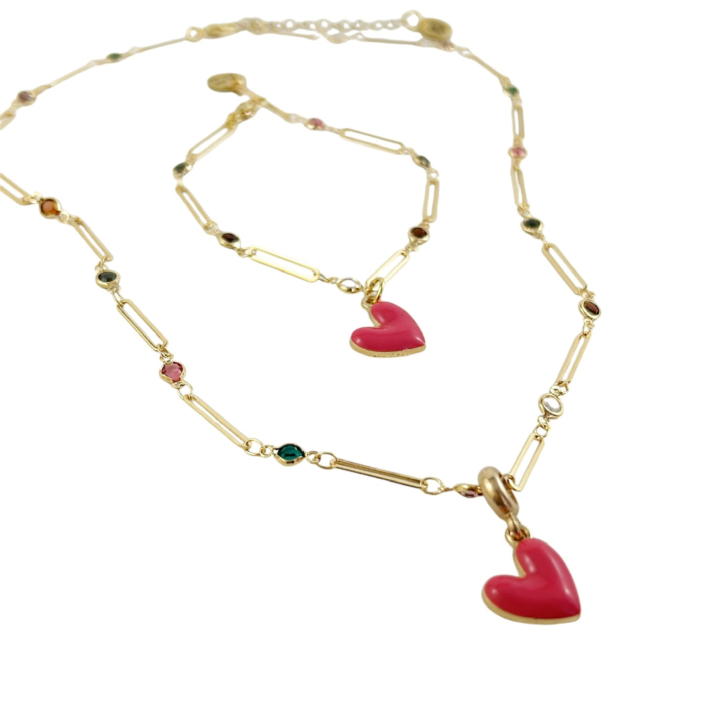 Handmade Heart Necklace and Bracelet Set