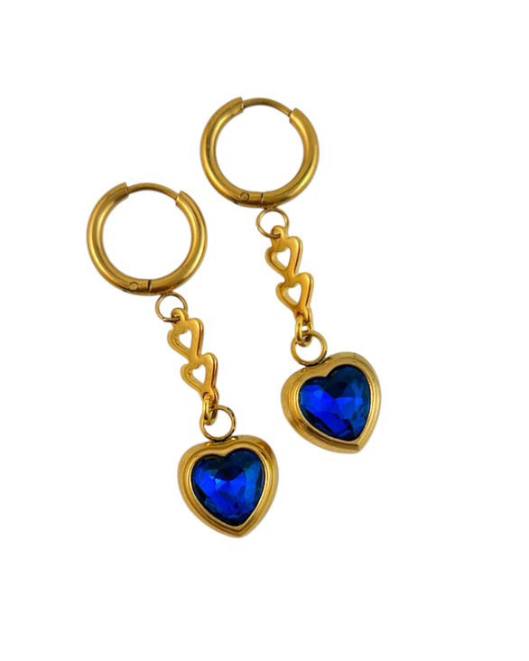 Crystal Heart Drop Earrings