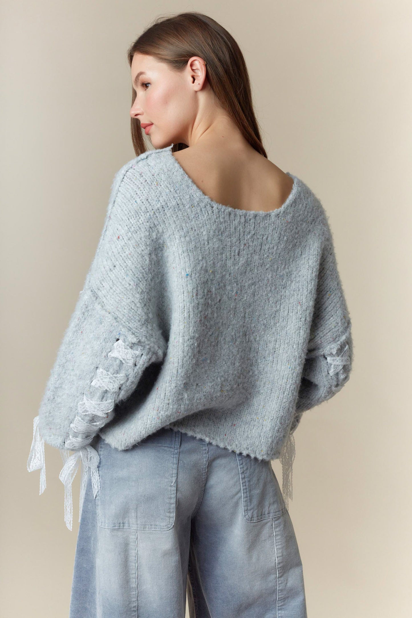 Blue Ribbon Cropped Sweater