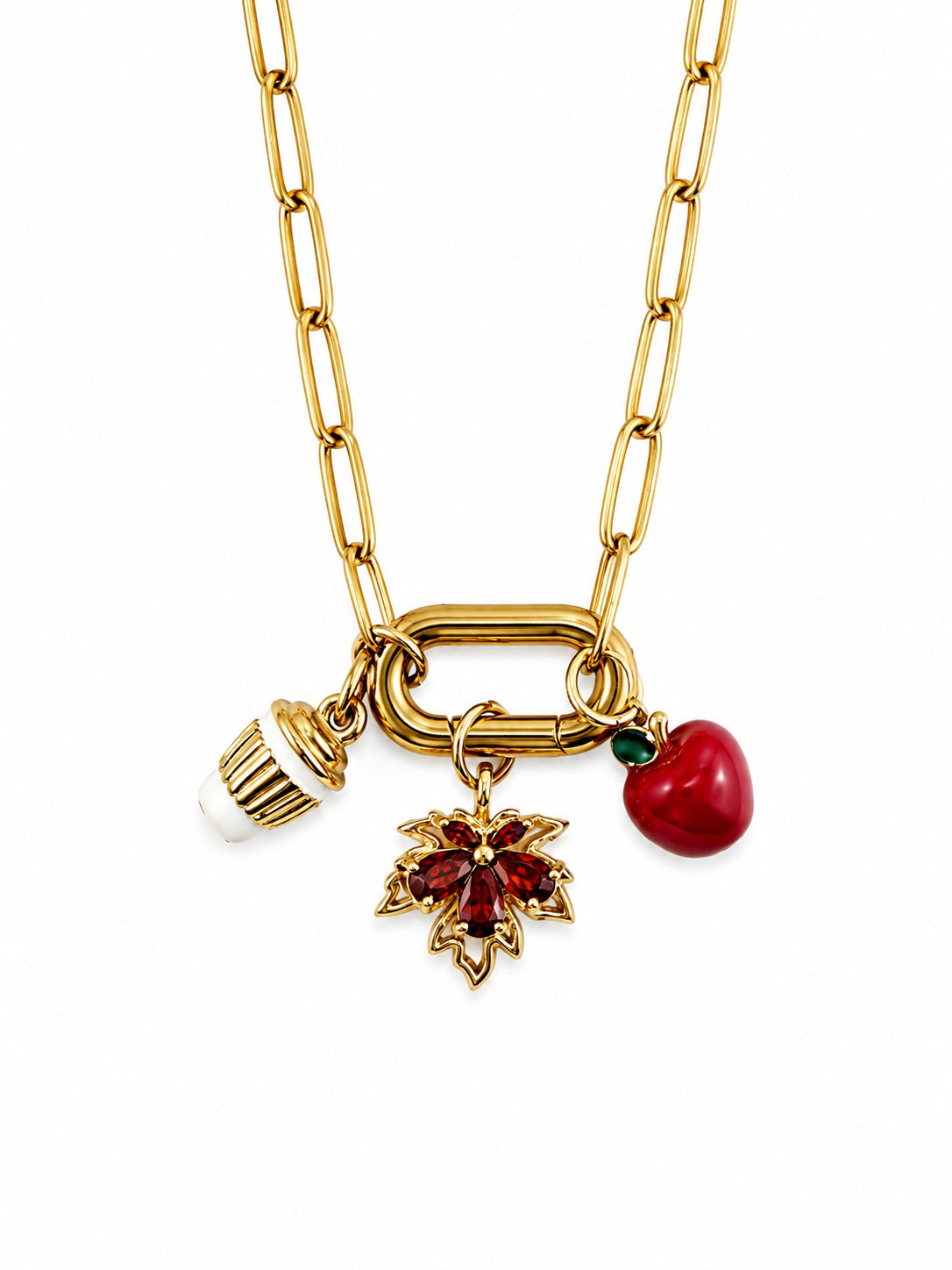 Limited Six n Stone - Charm Collector Necklace - Coffee, Maple Leaf and Apple