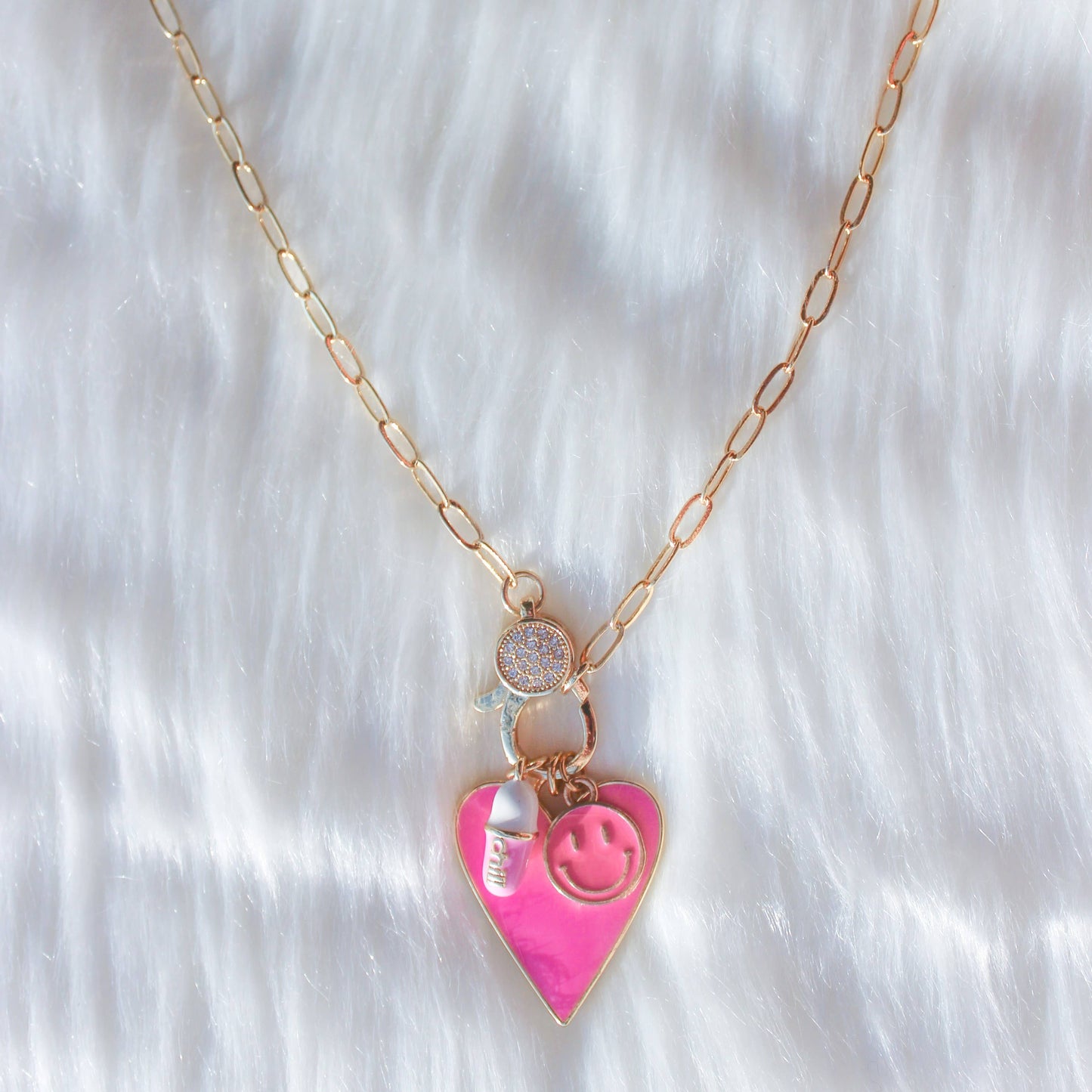 Beaded by Meg- Chill Pill Necklace- Heart Smiley Face Chill Pill Clasp