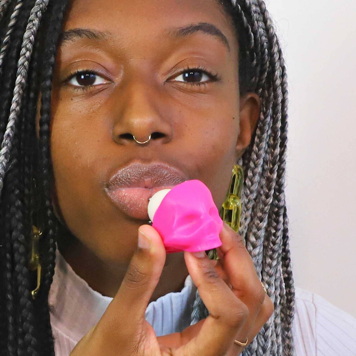 hot pink skull shaped lip balm