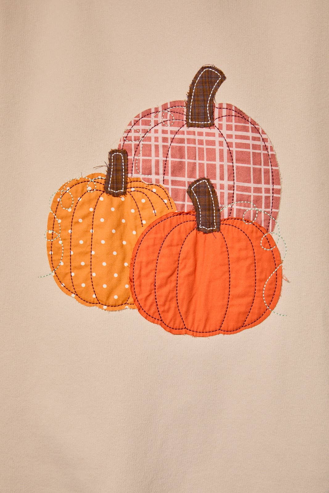 Patchwork Appliqué Pumpkin Oversized Crew Neck Sweatshirt