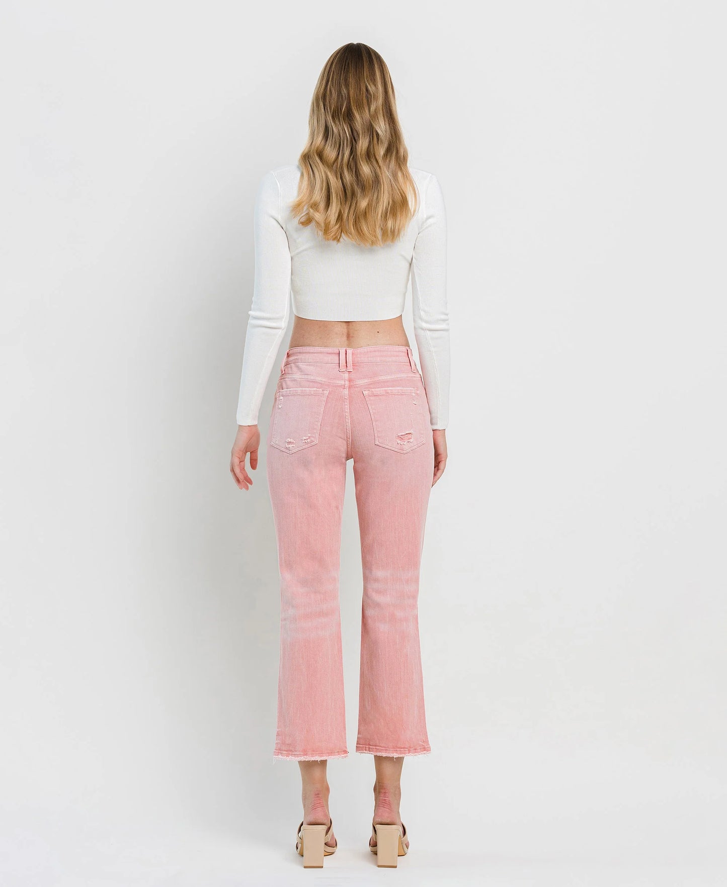 Bridal Rose - High Rise Crossover Crop Straight Jeans