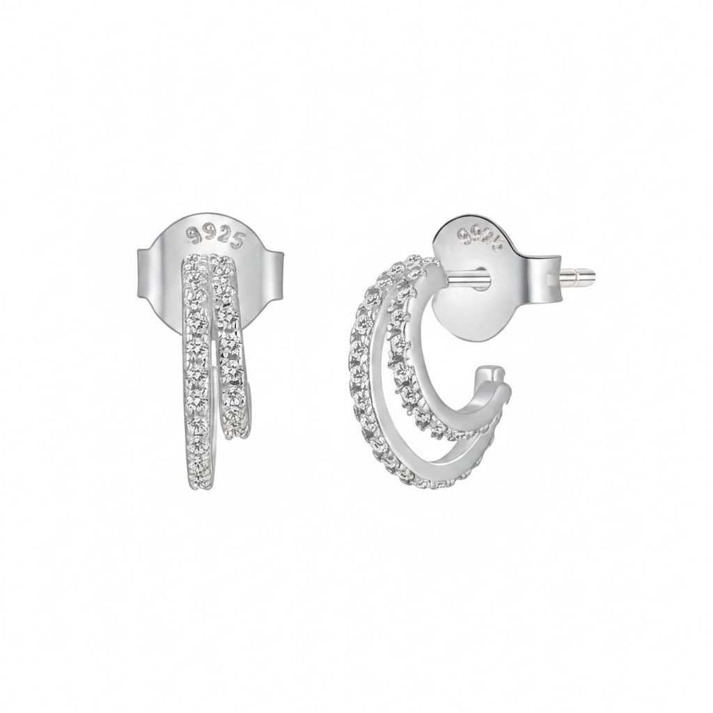 Double Mini Hoop with Crystal Pave
