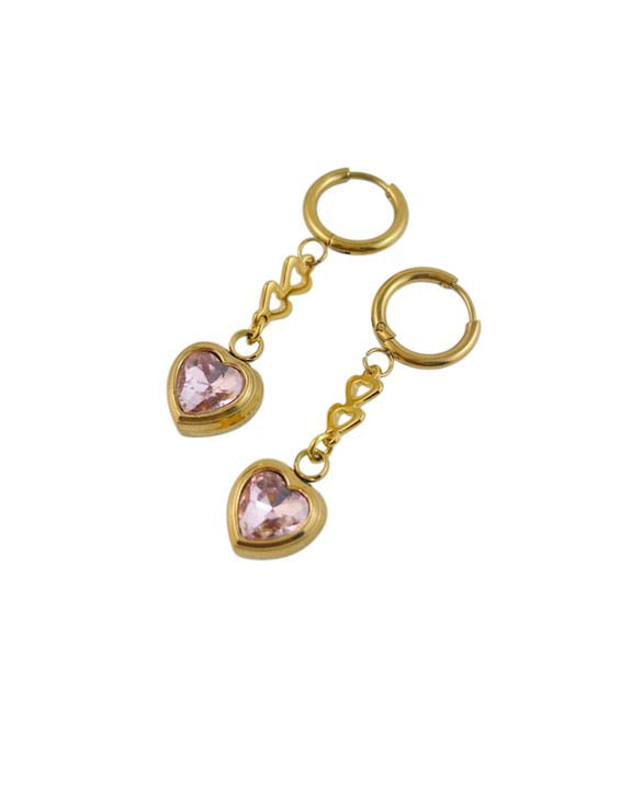 Crystal Heart Drop Earrings