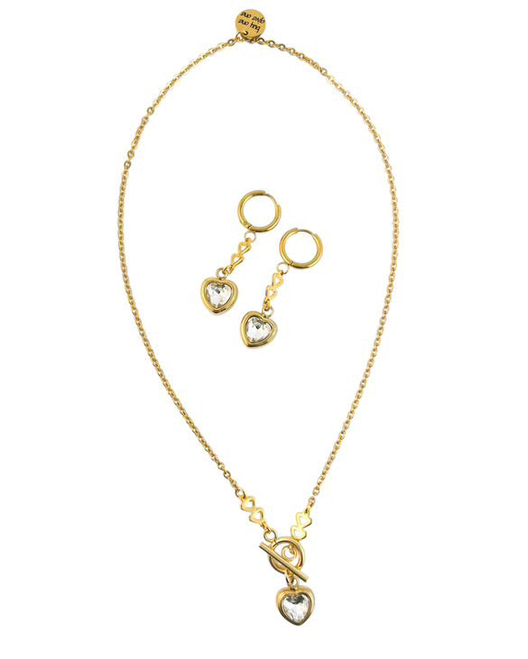 Crystal Heart Toggle Necklace