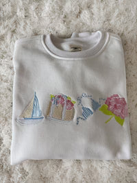 White Harbor Garden Embroidered Sweatshirt