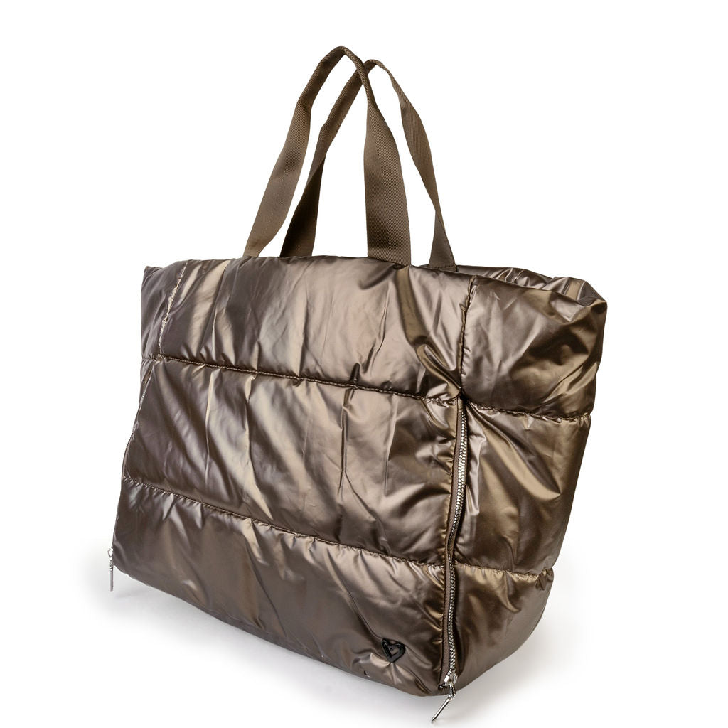 Panarama Puffer Tote- Bronze