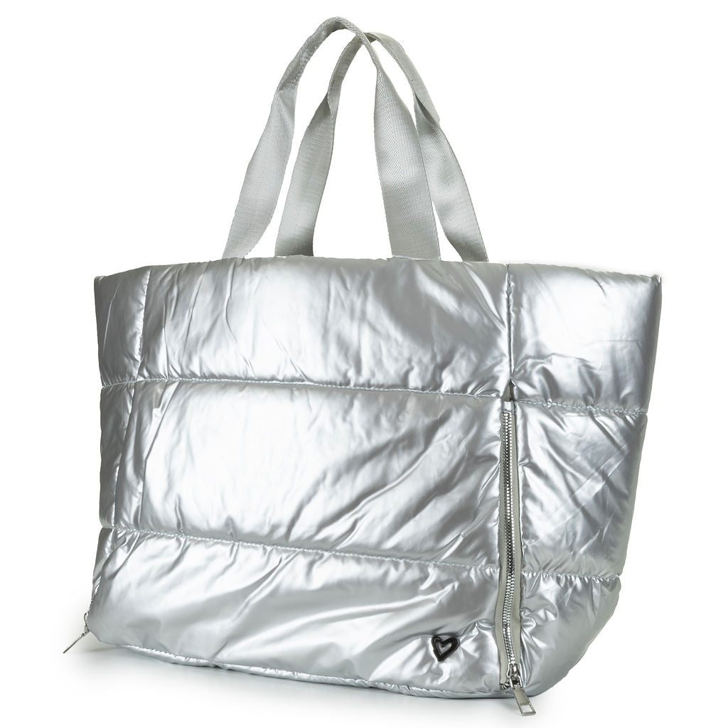 Panarama Puffer Tote- Silver
