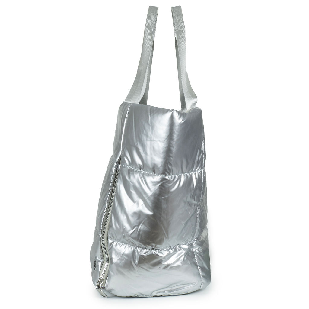 Panarama Puffer Tote- Silver