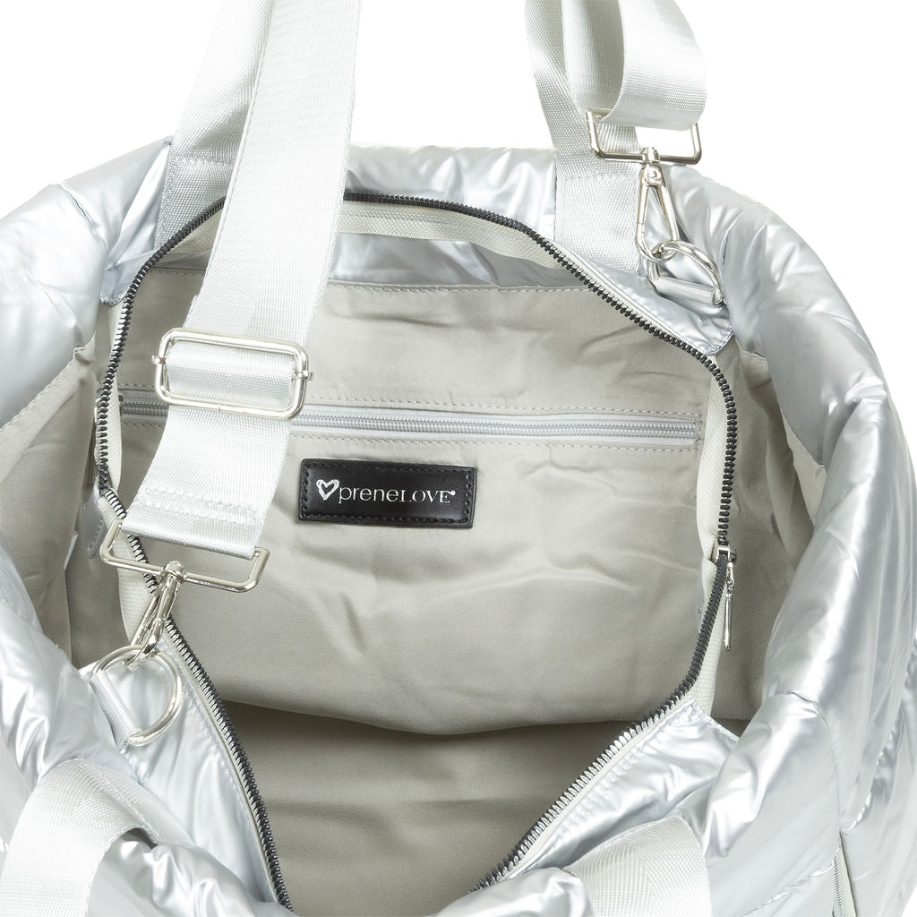Panarama Puffer Tote- Silver