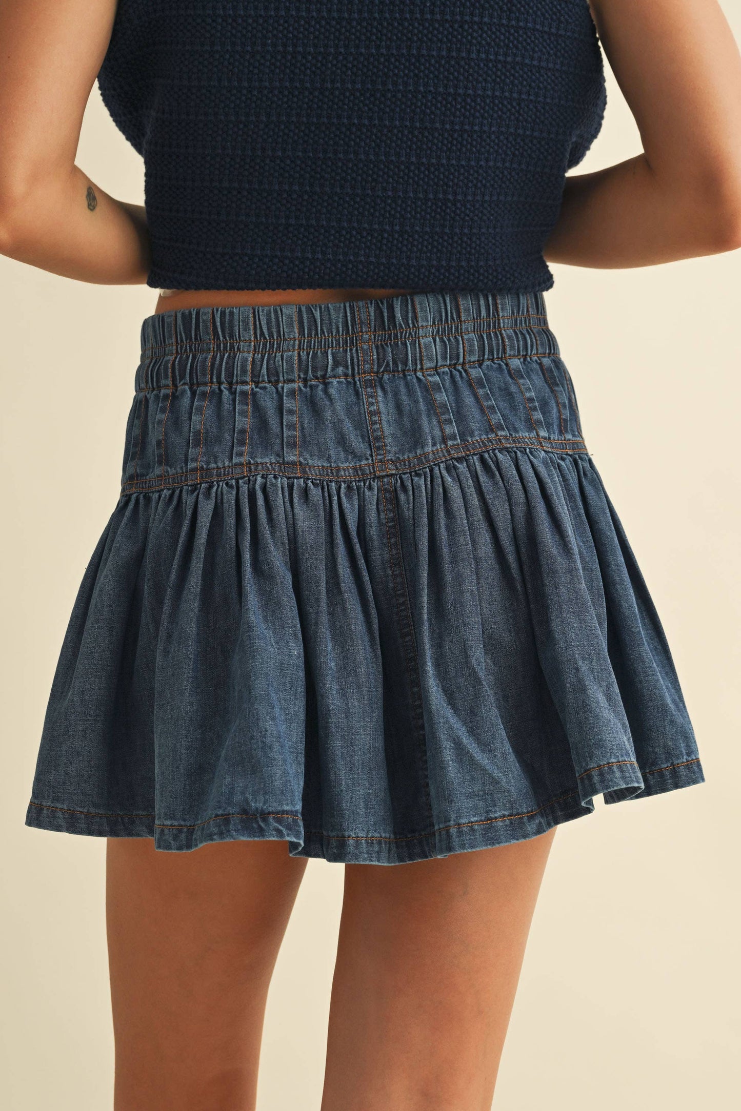 Heather Flared Denim Skirt