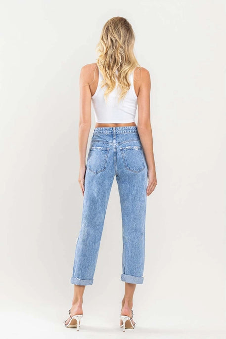 Super High Rise Colorblock Cuff Jeans