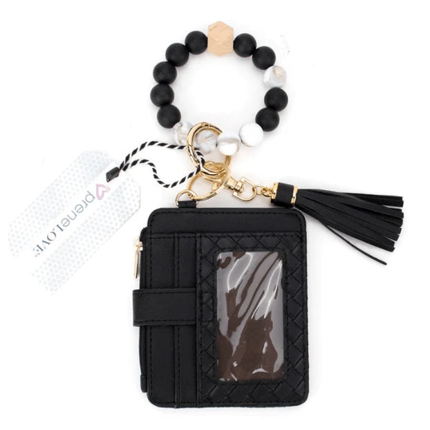 Calgary Vegan Leather Bracelet Card Case - Black Weave