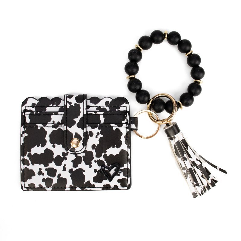 NEW: Calgary Vegan Leather Bracelet Card Case - Cow Print