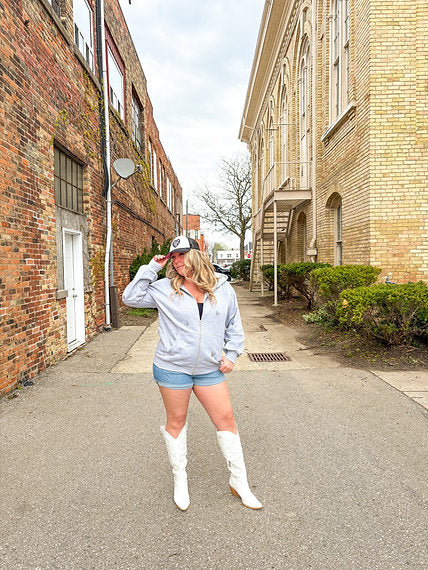 Lover Zip Up Hoodie- Heather Grey
