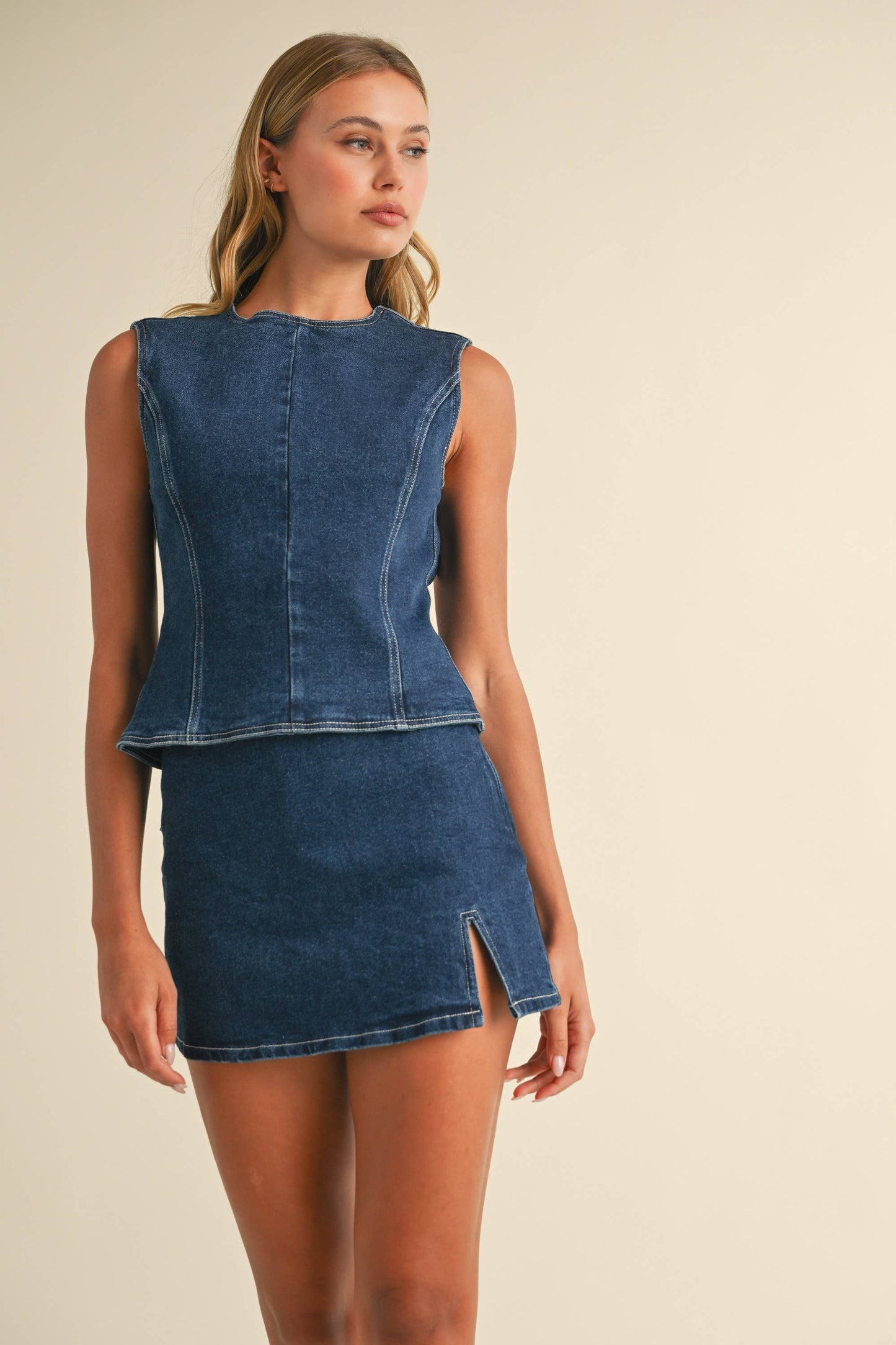Elizabeth Two Piece Denim Mini Set