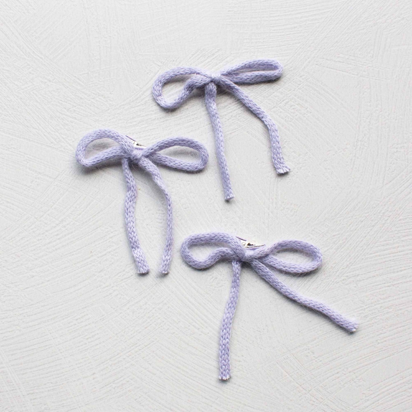 Angora Knit Ribbon Hair Bow Pin Set