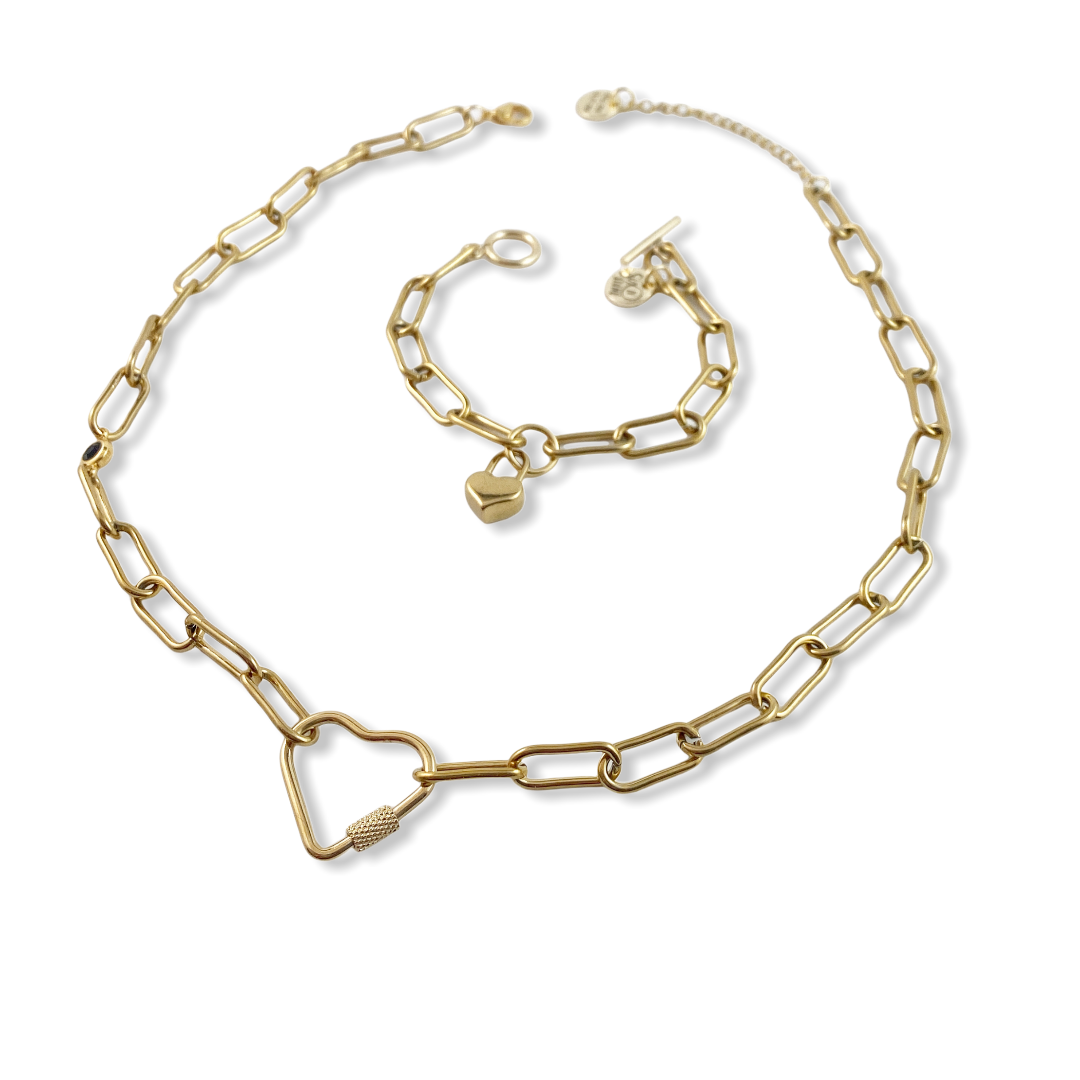 Gold Heart Lock Bracelet