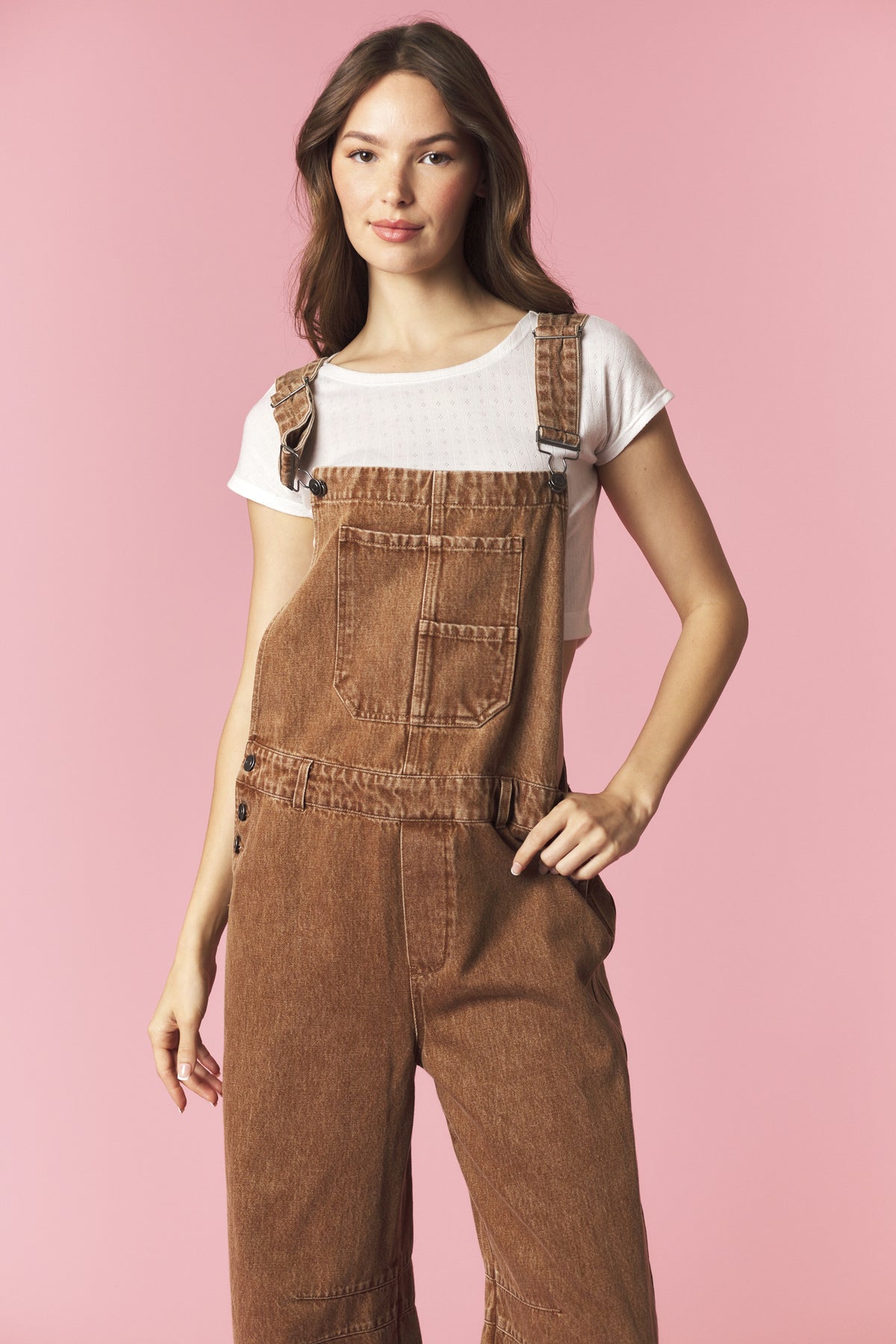 Effortless Barrel Overall - Chestnut