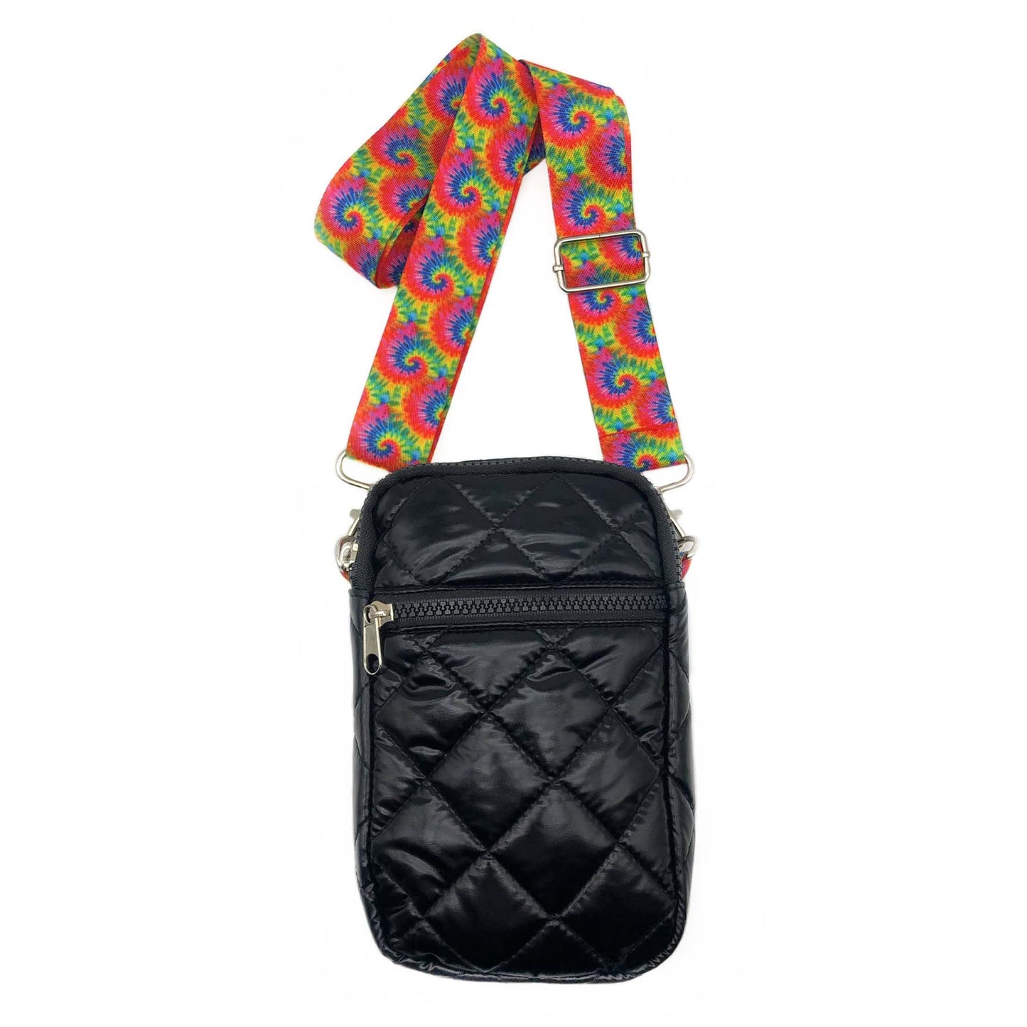 Black Tie Dye Puffer Messenger Cross Body Bag