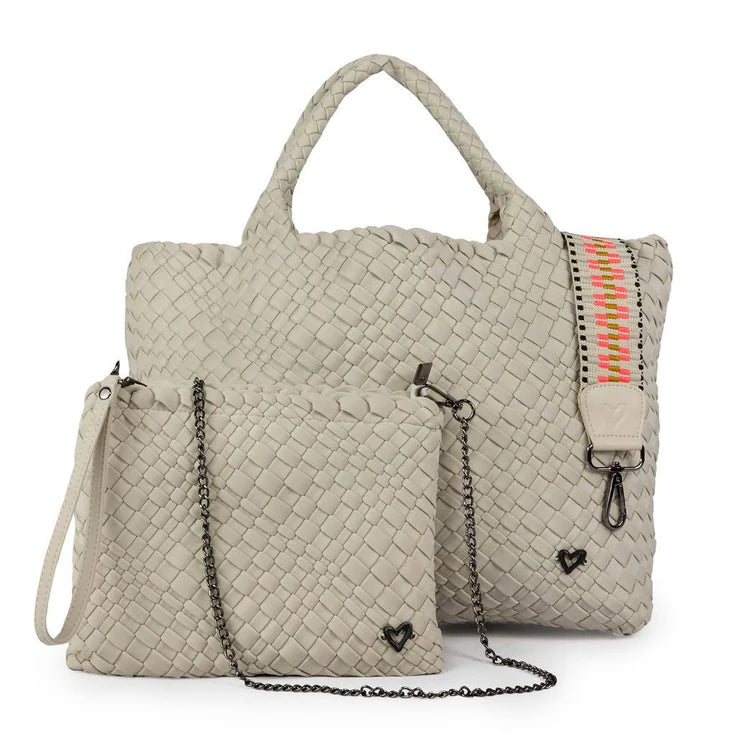 London Large Woven Tote- Bone