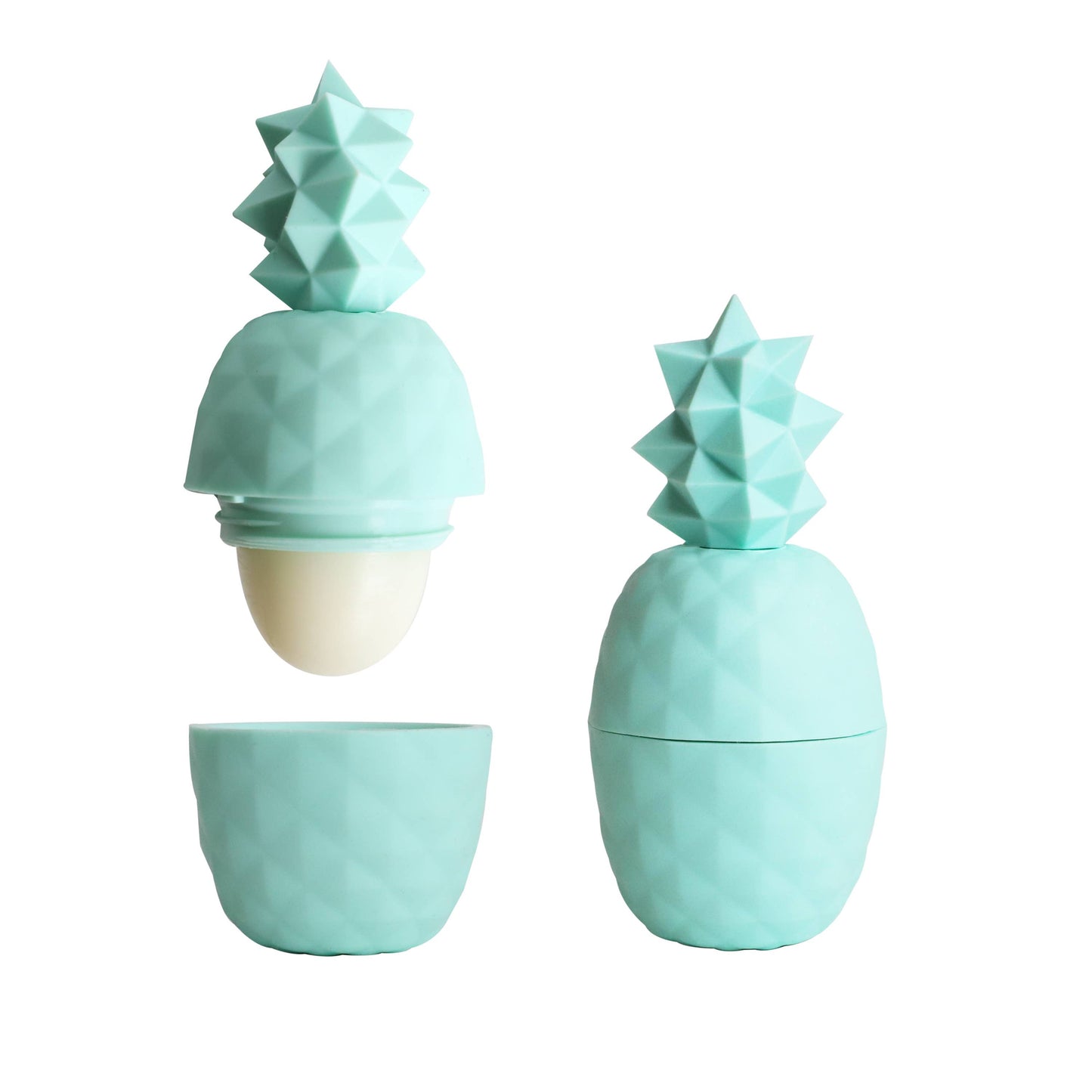 Teal Pineapple Lip Balm 100% Natural: Teal / Key Lime / Clear Box