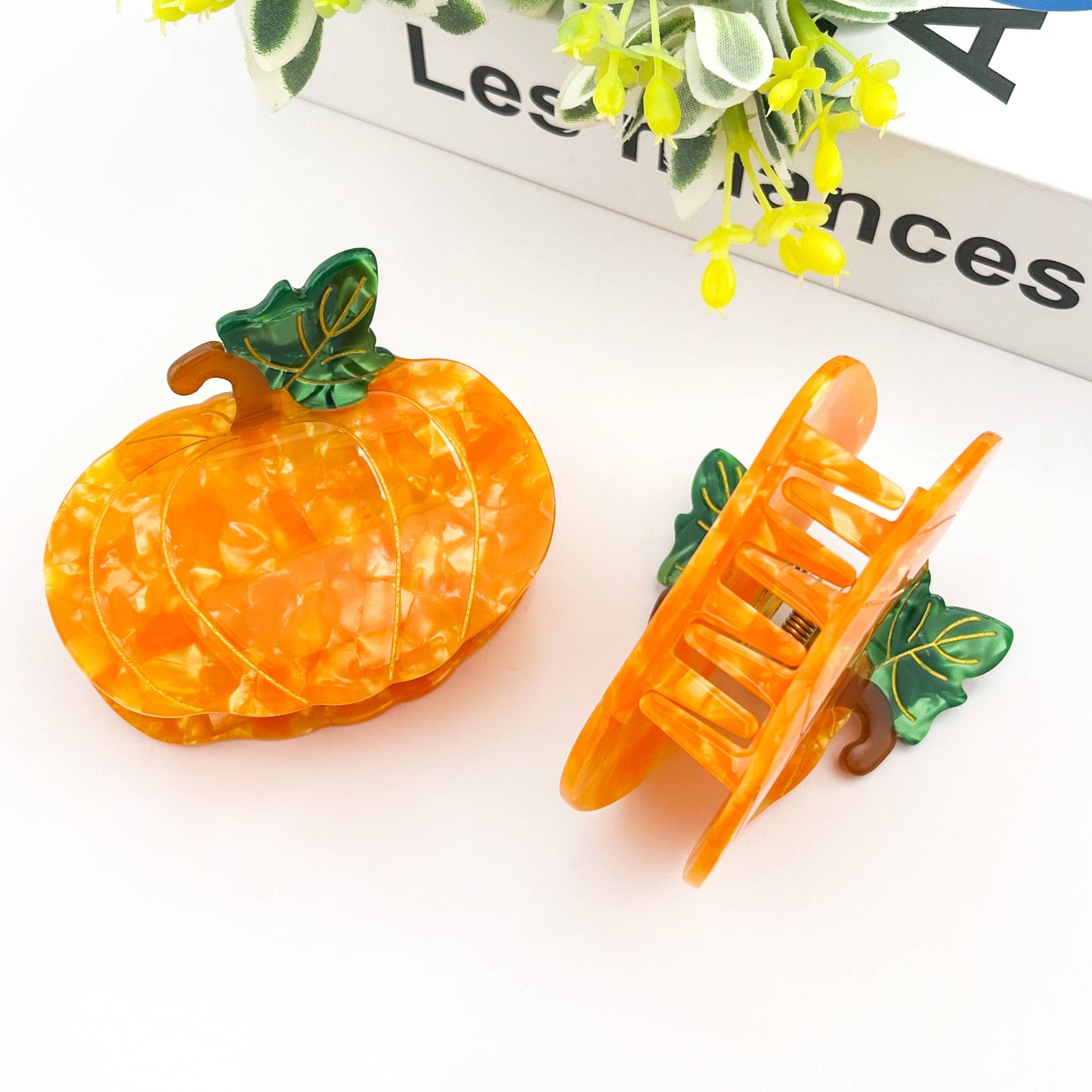 Orange Pumpkin Hair Claw Clip