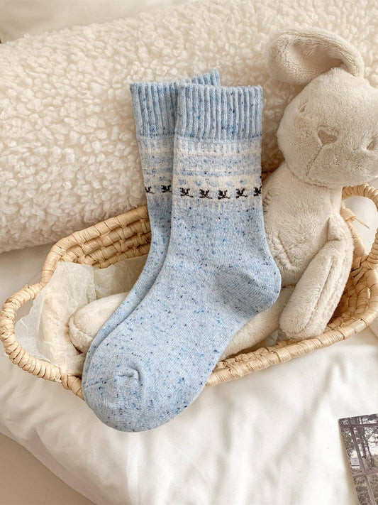 Retro Mid-Calf Socks with Snowflakes