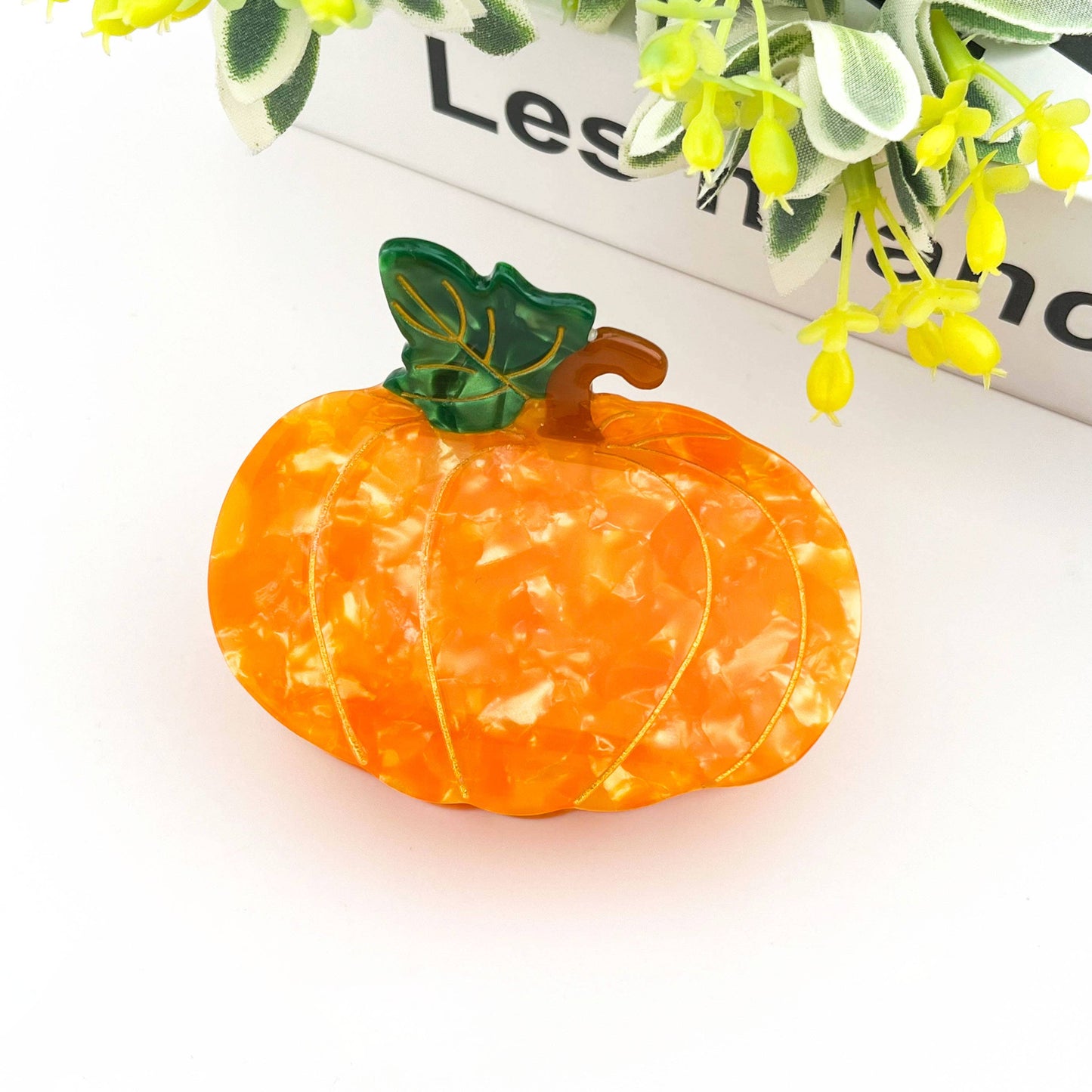 Orange Pumpkin Hair Claw Clip