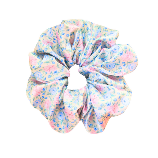 PASTEL PETALS - Printed Silk Scrunchie