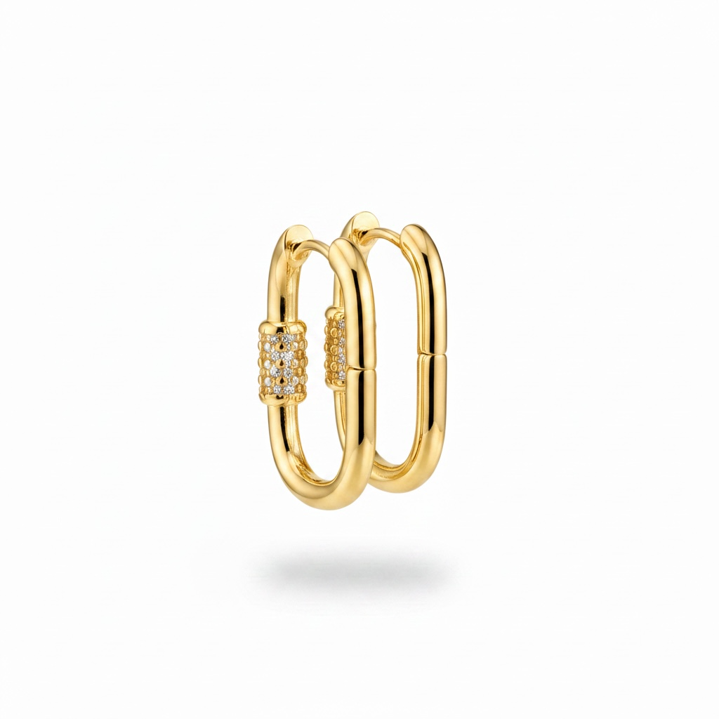 Medium size huggy with carabiner style cz accent