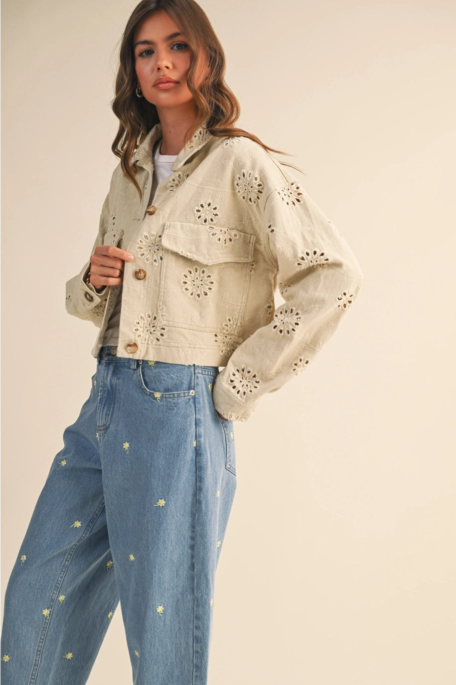 Sunny Eyelet Trucker Jacket