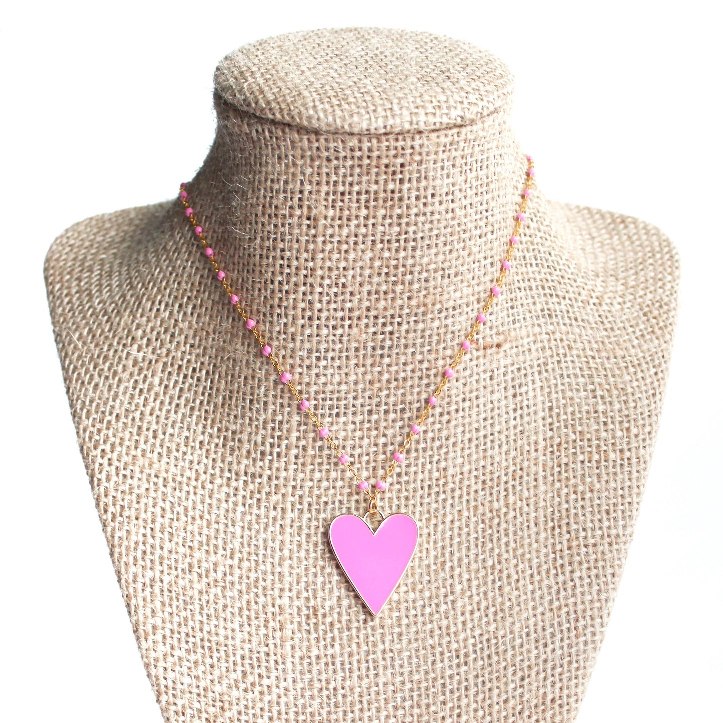 Wild at Heart- Pink Enamel Dotted Necklace