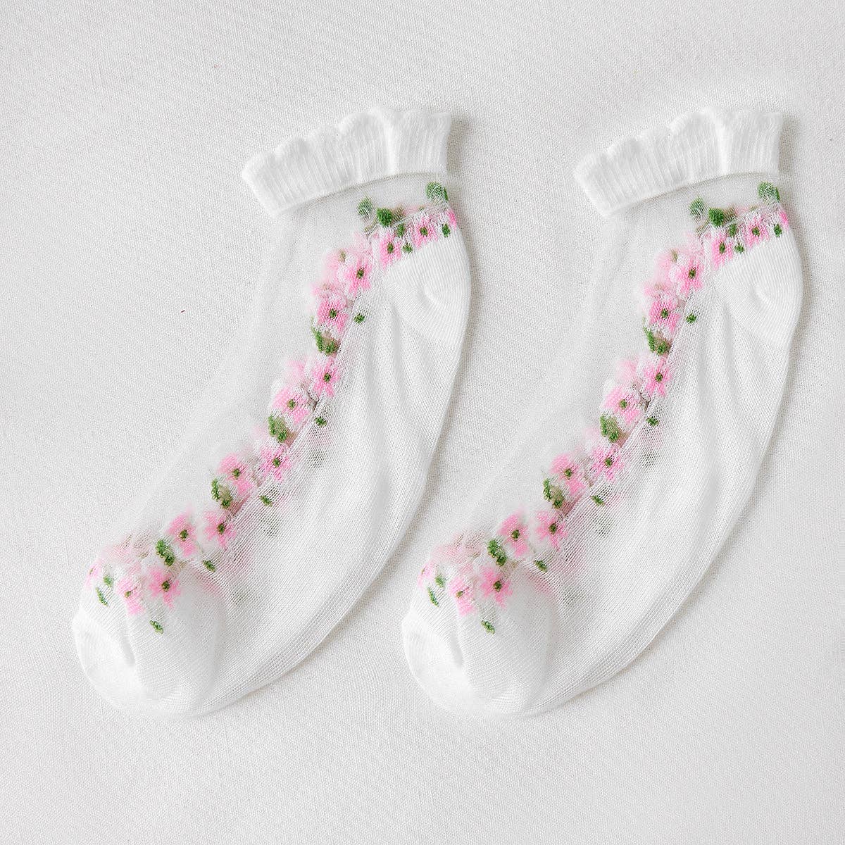 Sheer Floral Ankle Socks