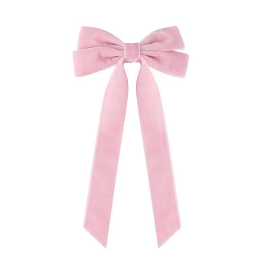 Pink Velvet Bow Barrette
