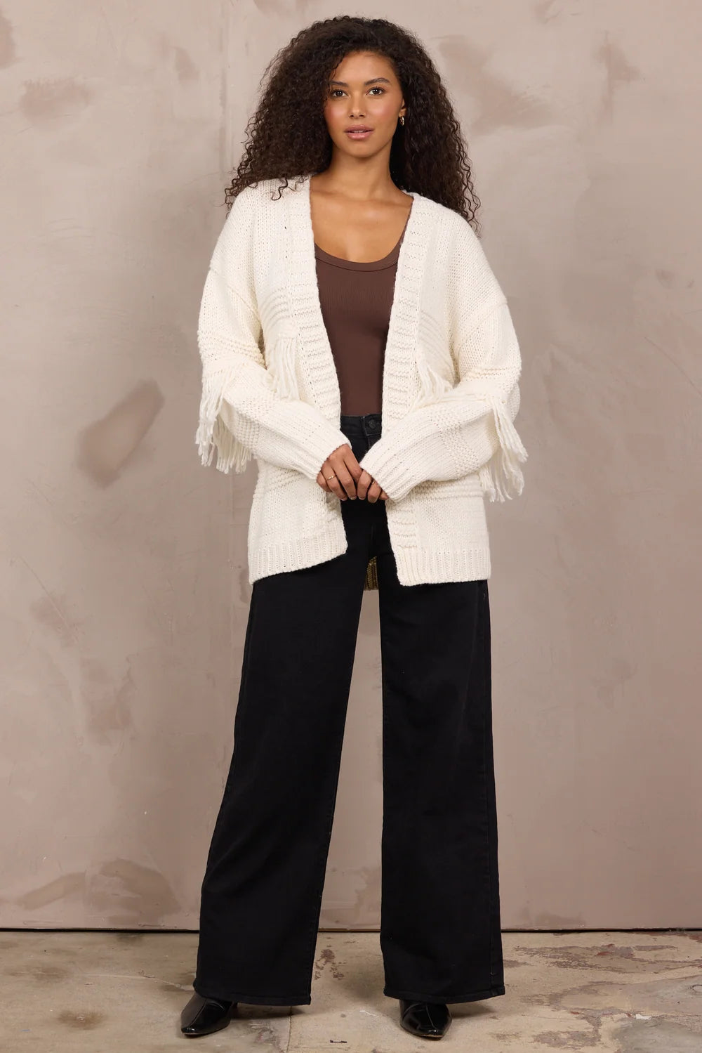 Ida Cable Knit Cardigan with Fringe