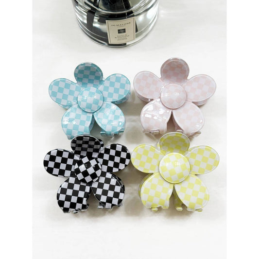 Checkered Daisy Hair Clip