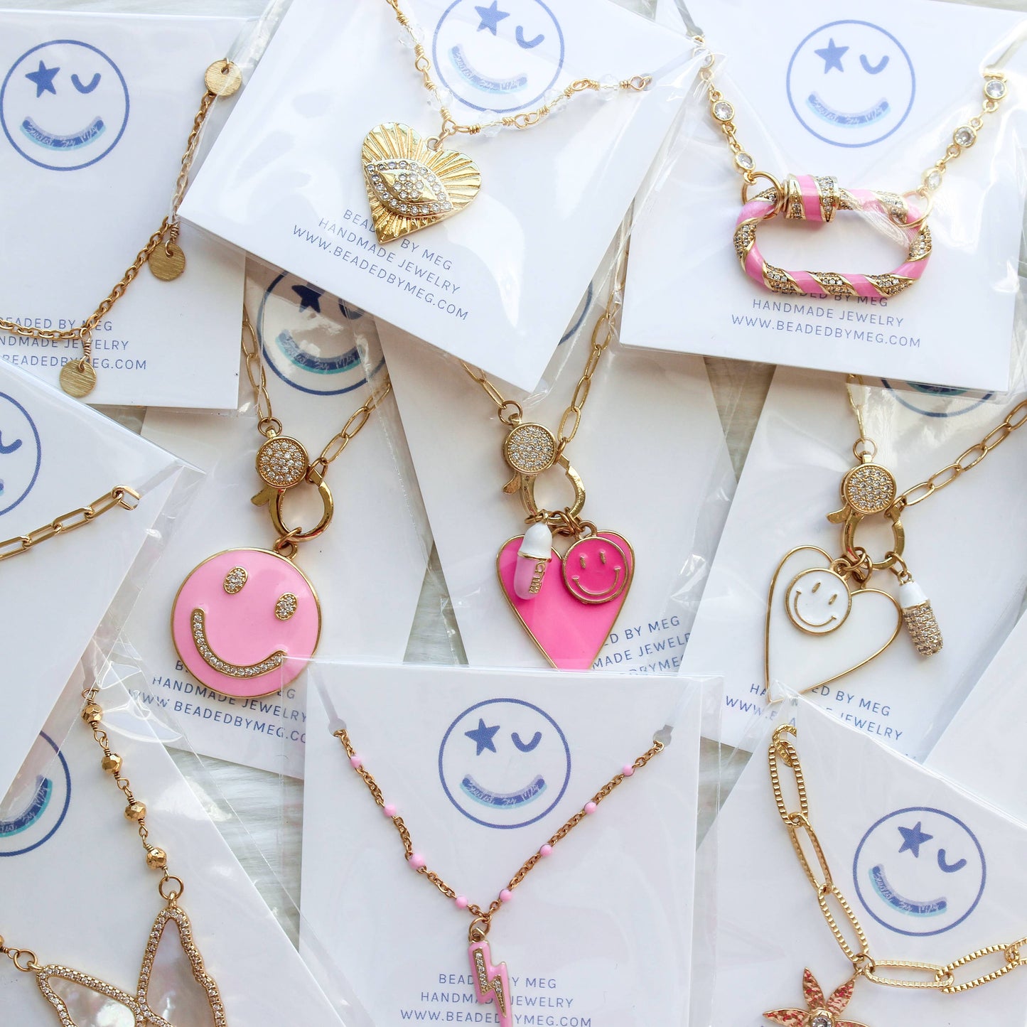 Pretty in Pink- Carabiner Candy Cane Stripe Lock Necklace