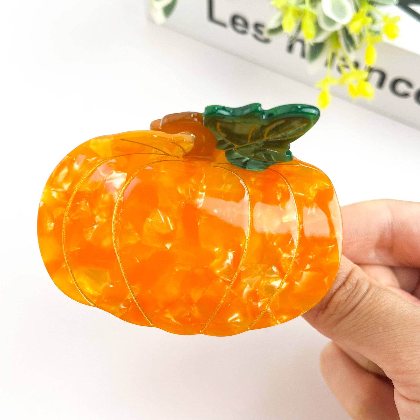 Orange Pumpkin Hair Claw Clip