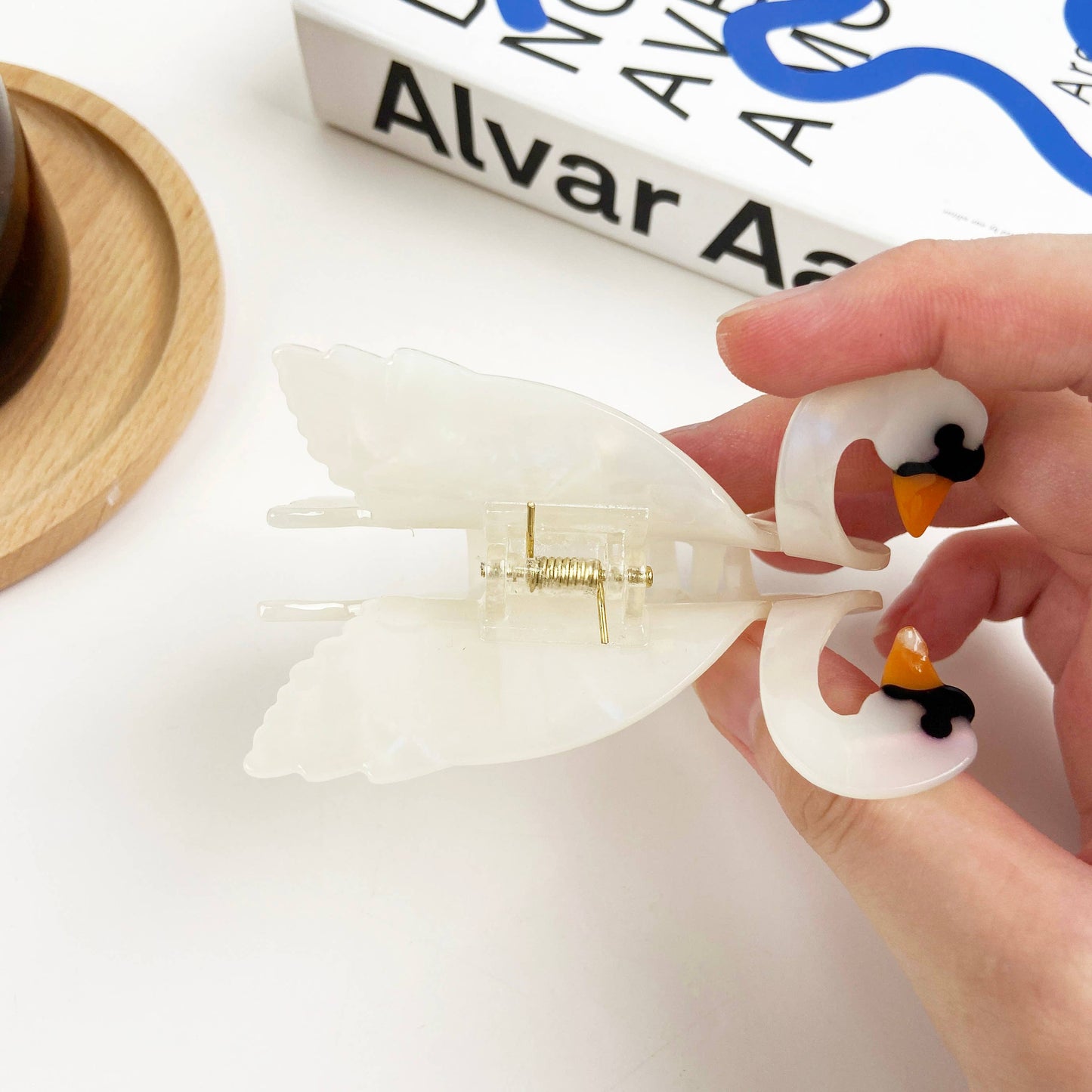 White Swan Hair Claw Clips